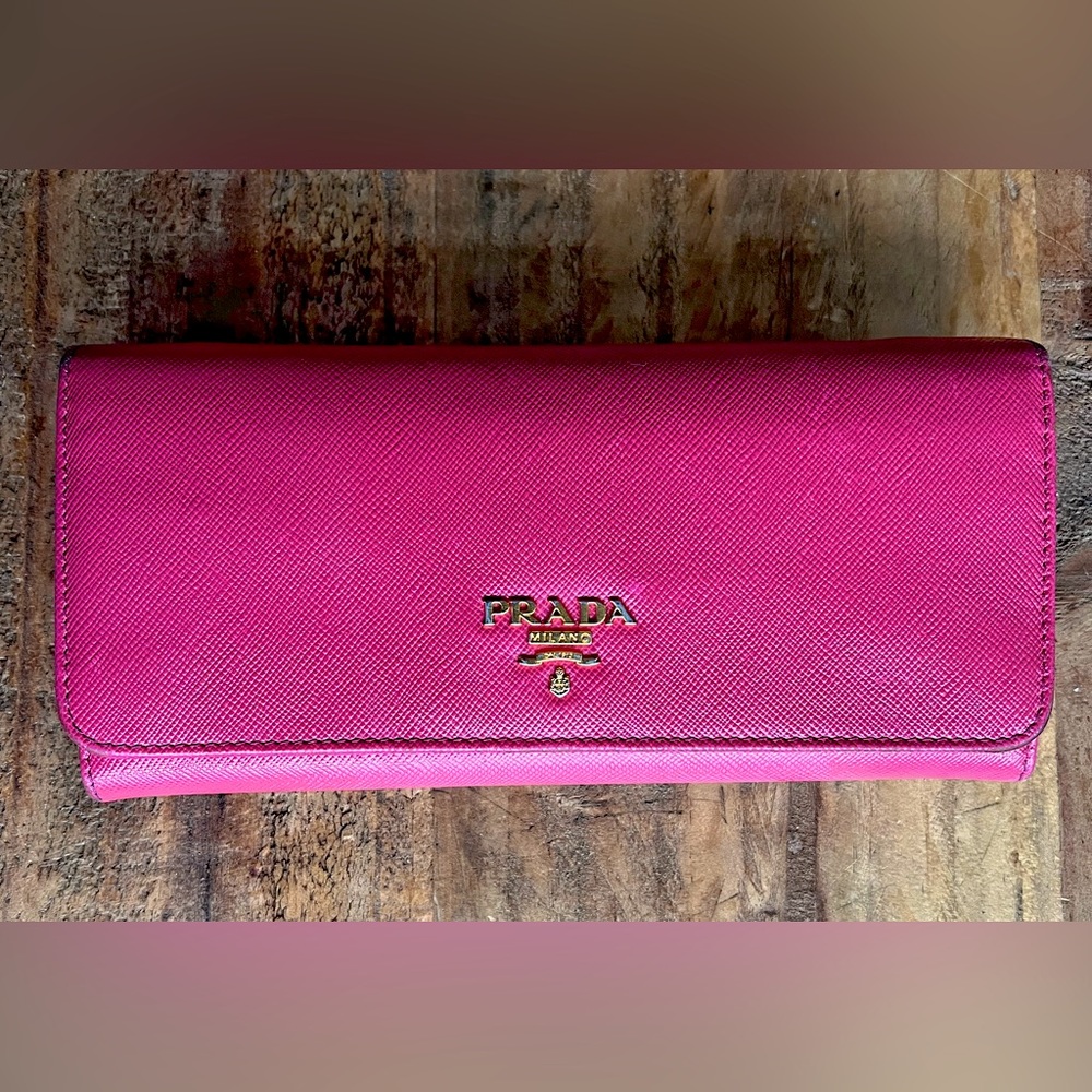*Euc* Authentic Prada Raspberry Saffiano Leather … - image 1